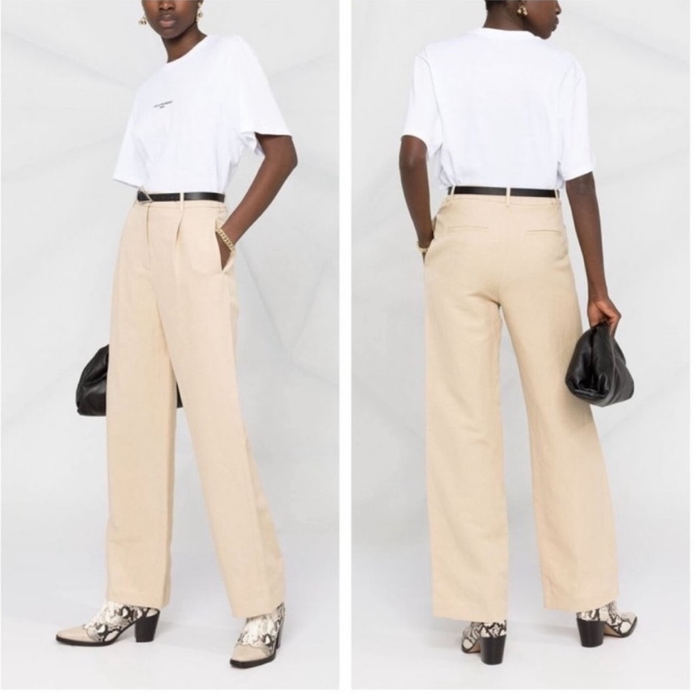 Nili Lotan Dayton Linen Silk Blend Wide Leg Trouser Pants - Picture 2 of 16